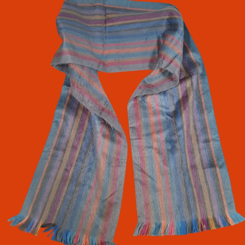 Shupaca Scarf Multi-Color Striped Alpaca Blend Handmade Ecuador